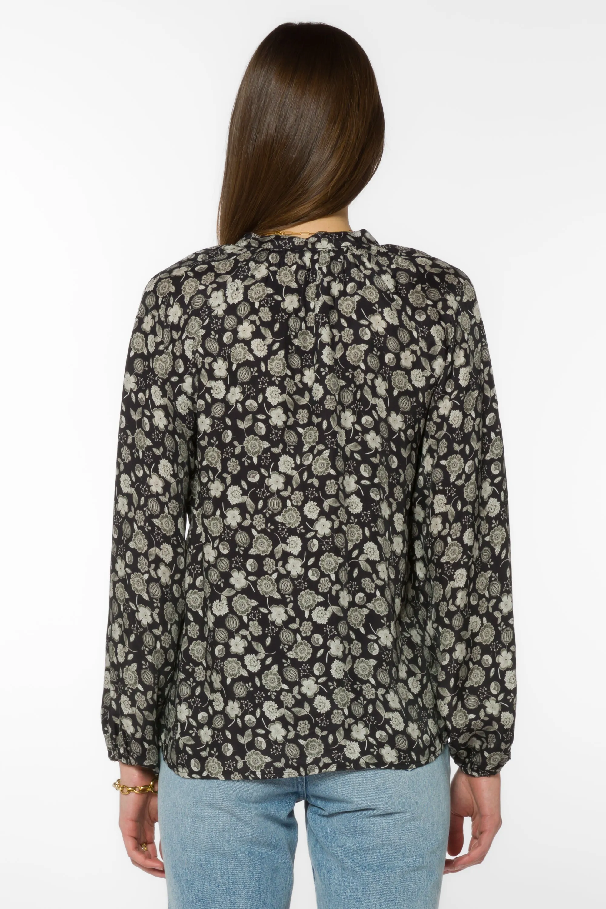 Saya Black Floral Shirt