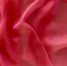 Semi-Sheer Iridescent Mandarin & Hot Pink Silk Chiffon (Made in Italy)