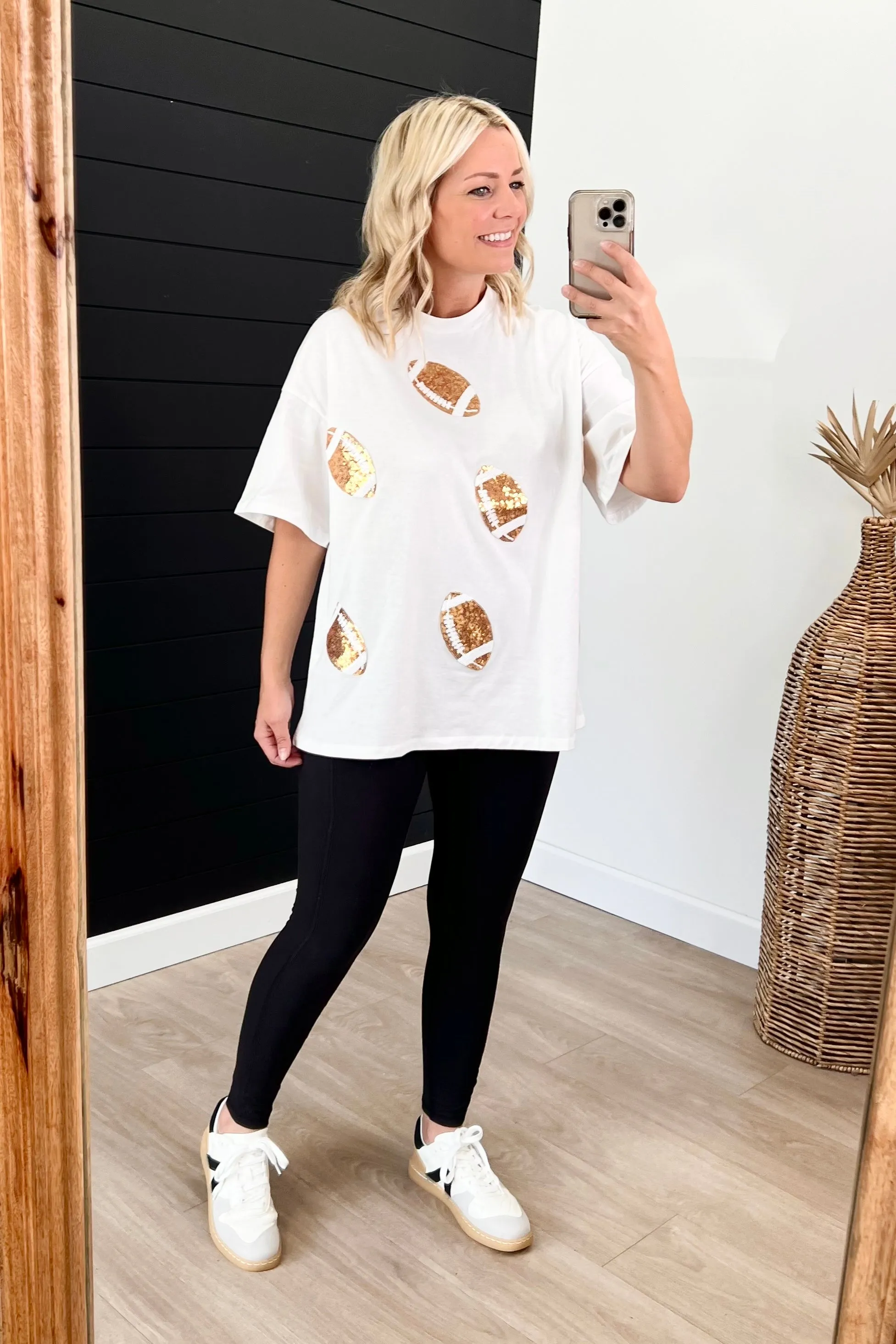 Sequin Football Tee - FINAL SALE