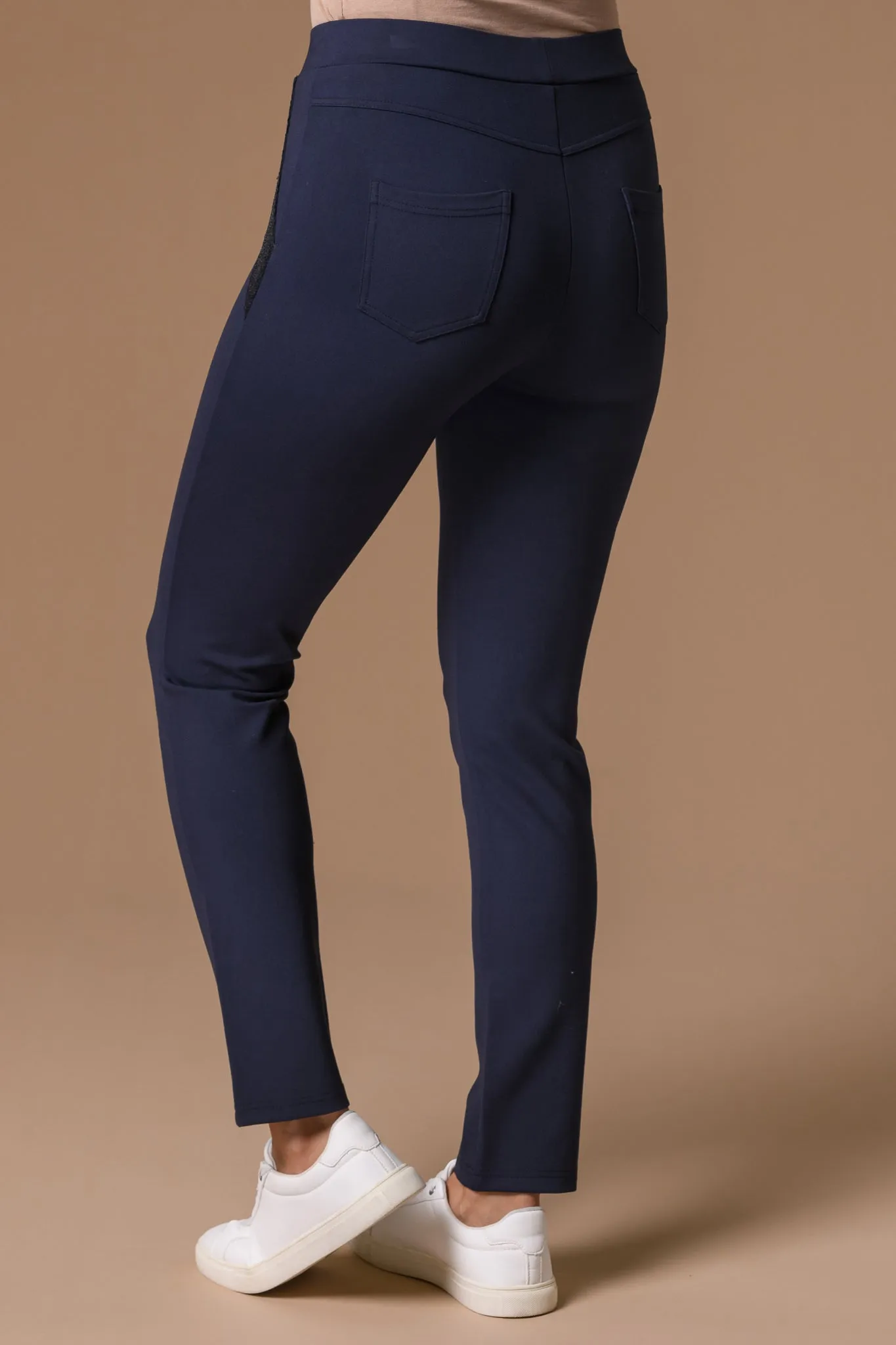 Sequin Pocket Jeggings-Navy