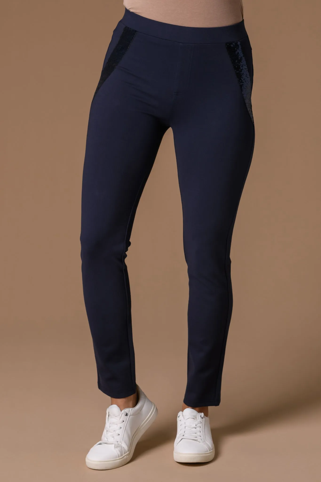 Sequin Pocket Jeggings-Navy