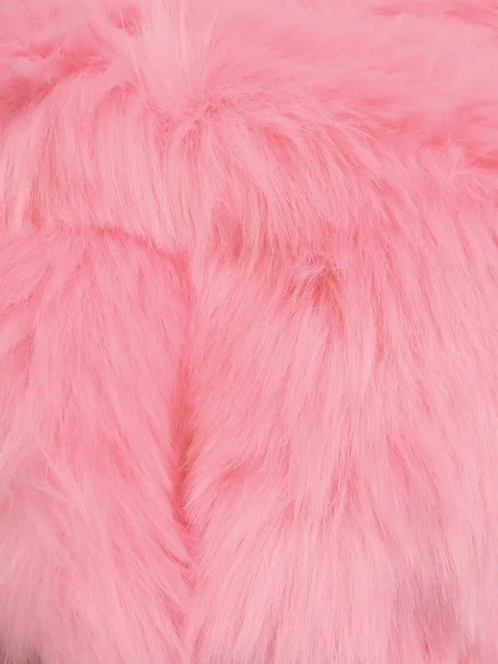 Short Shag Faux Fur Fabric / Pink Lemonade / Sold By The Yard