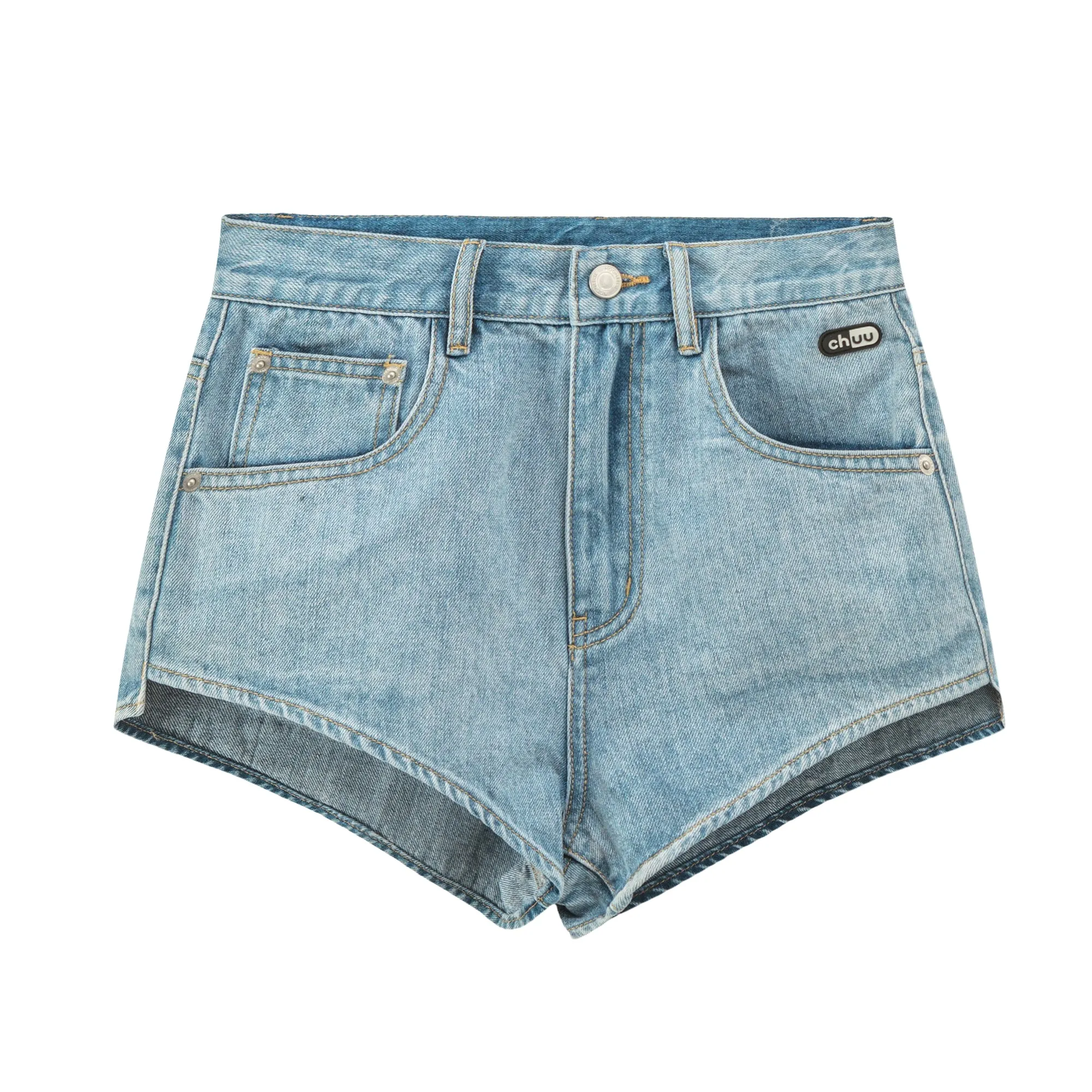 Simple High-Waisted Denim Shorts