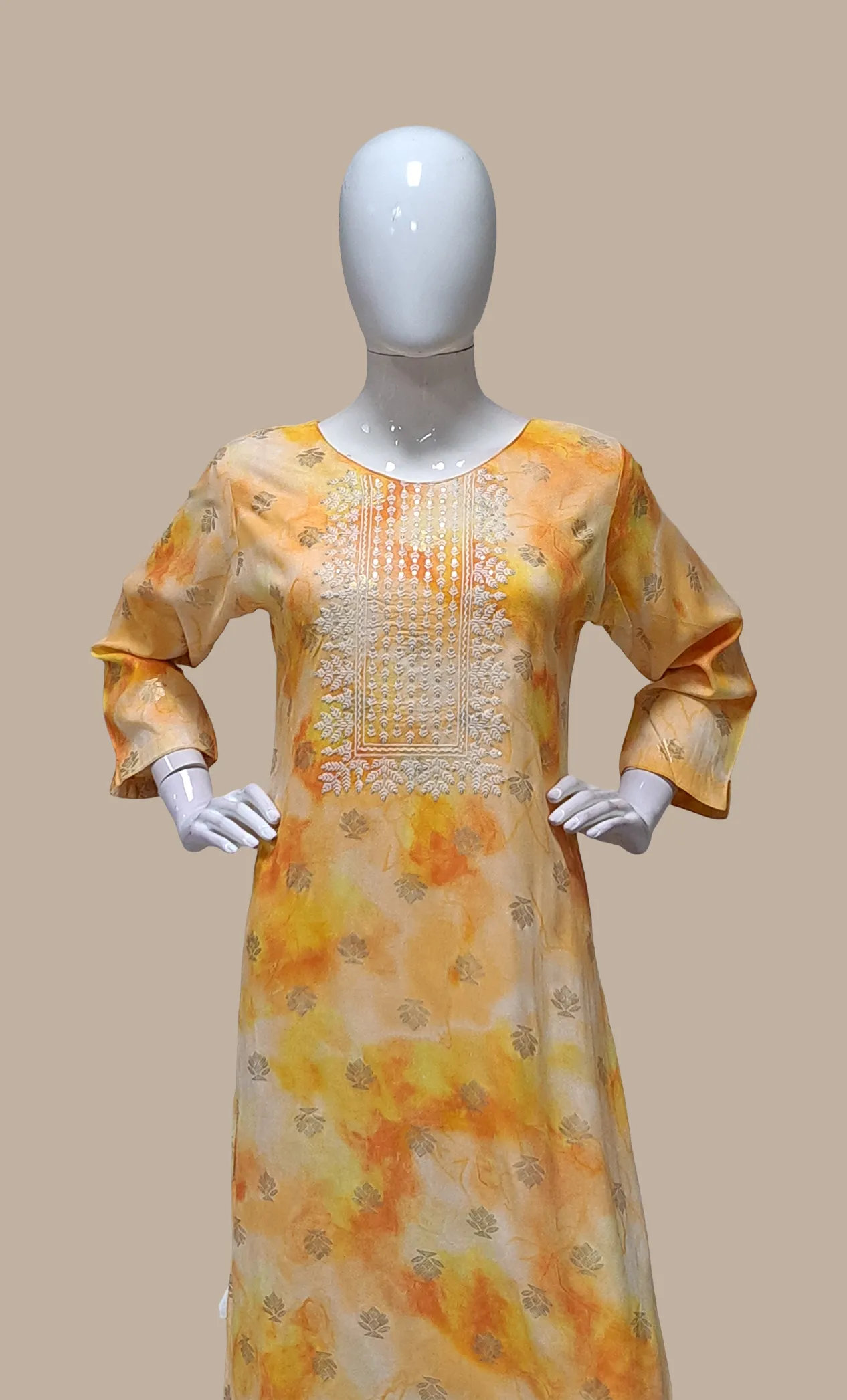 Soft Peach Printed Kurti Top