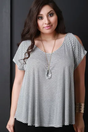 Striped Cold Shoulder Top