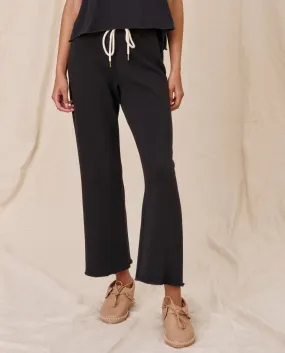 The Wide Leg Cropped Sweatpant. -- Almost Black