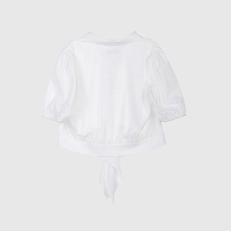 White Knotted Hem Shirt