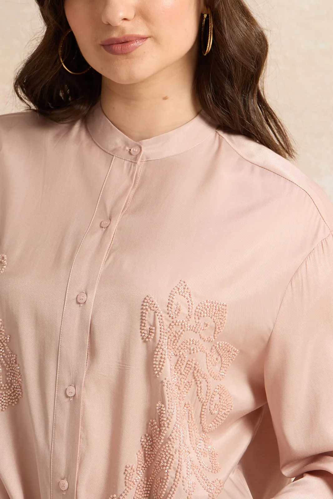 Women Pink Embellished Blouse