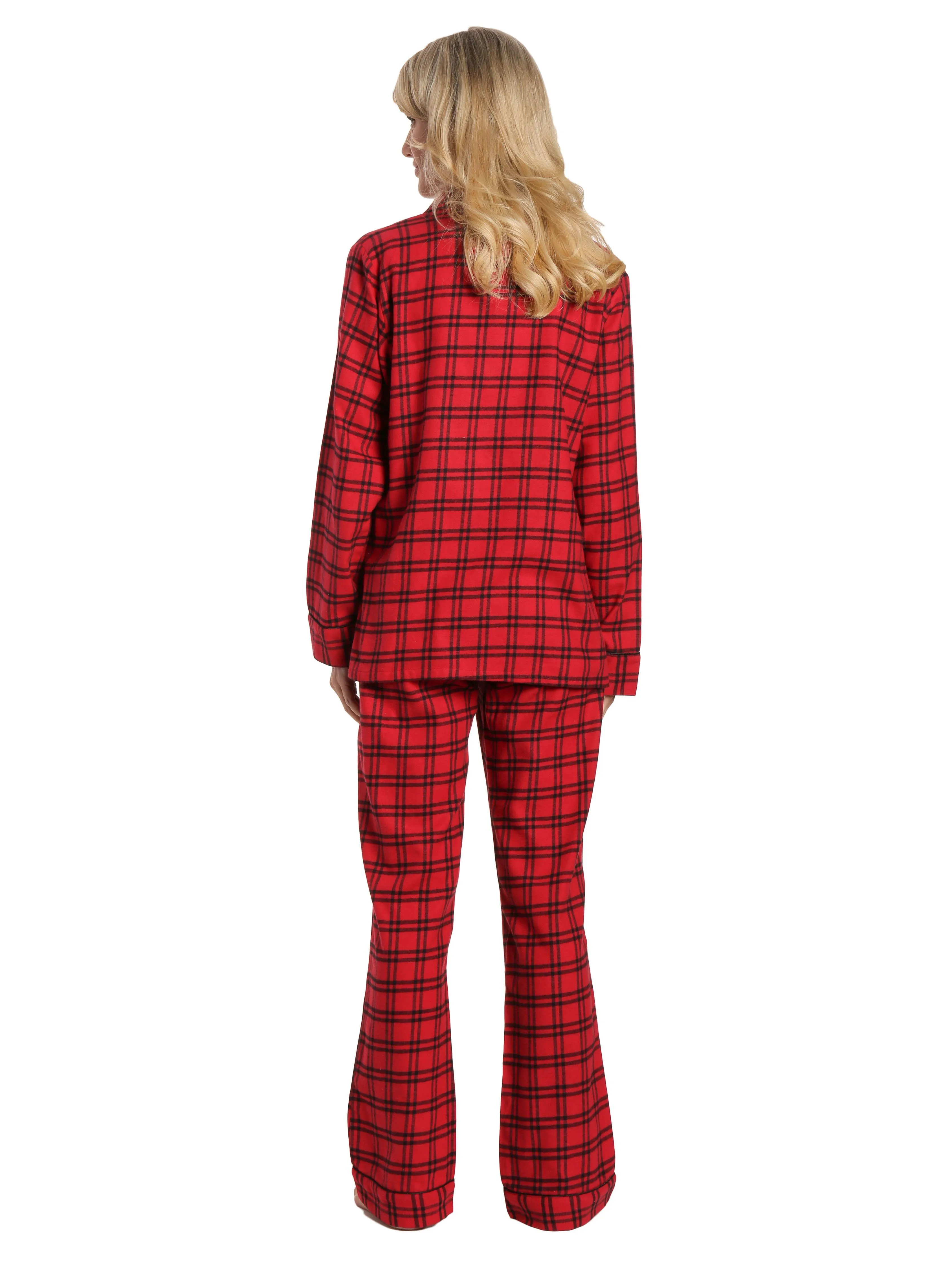 Womens 100% Cotton Lightweight Flannel Pajama Sleepwear Set