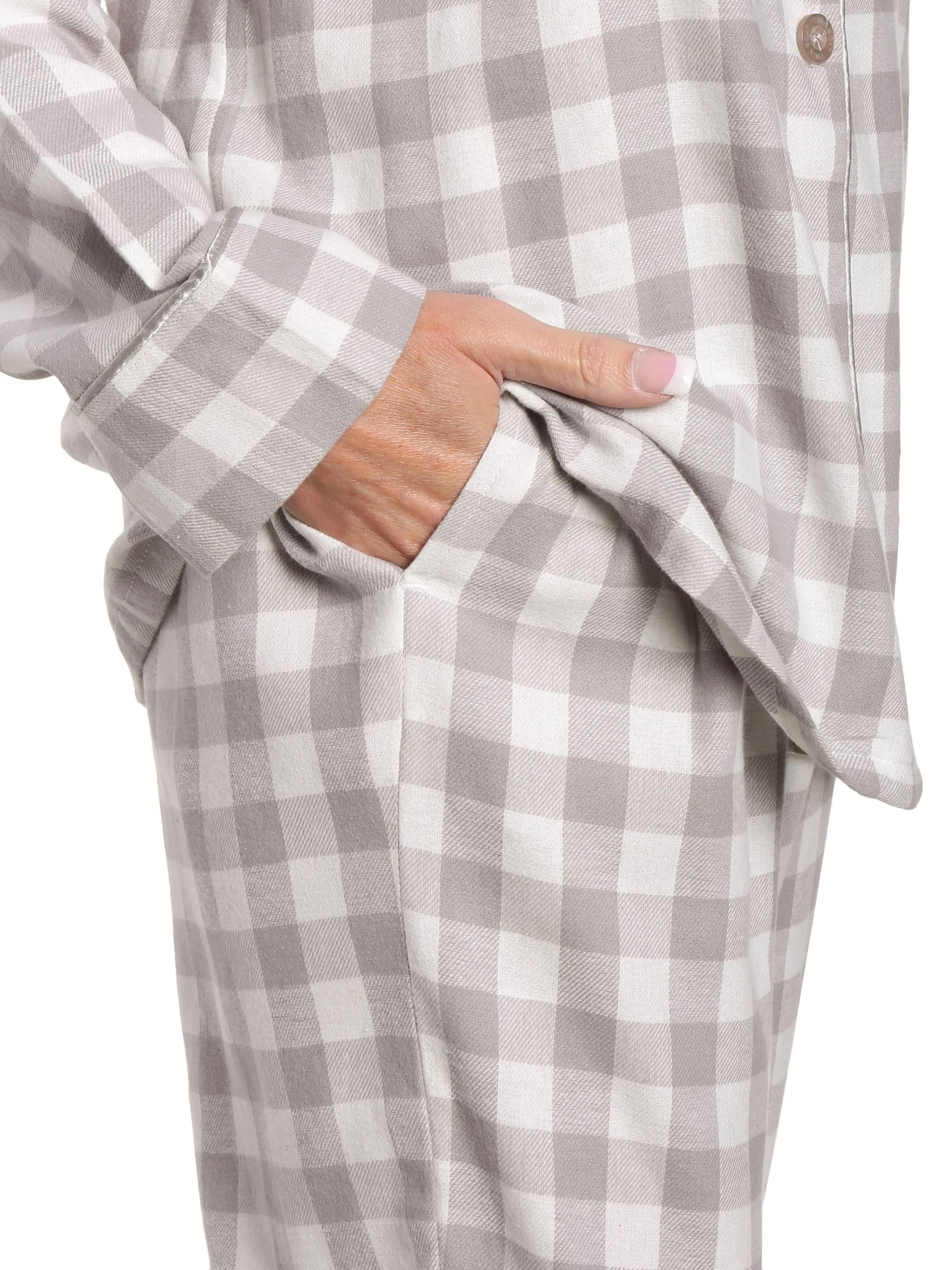 Womens 100% Cotton Lightweight Flannel Pajama Sleepwear Set