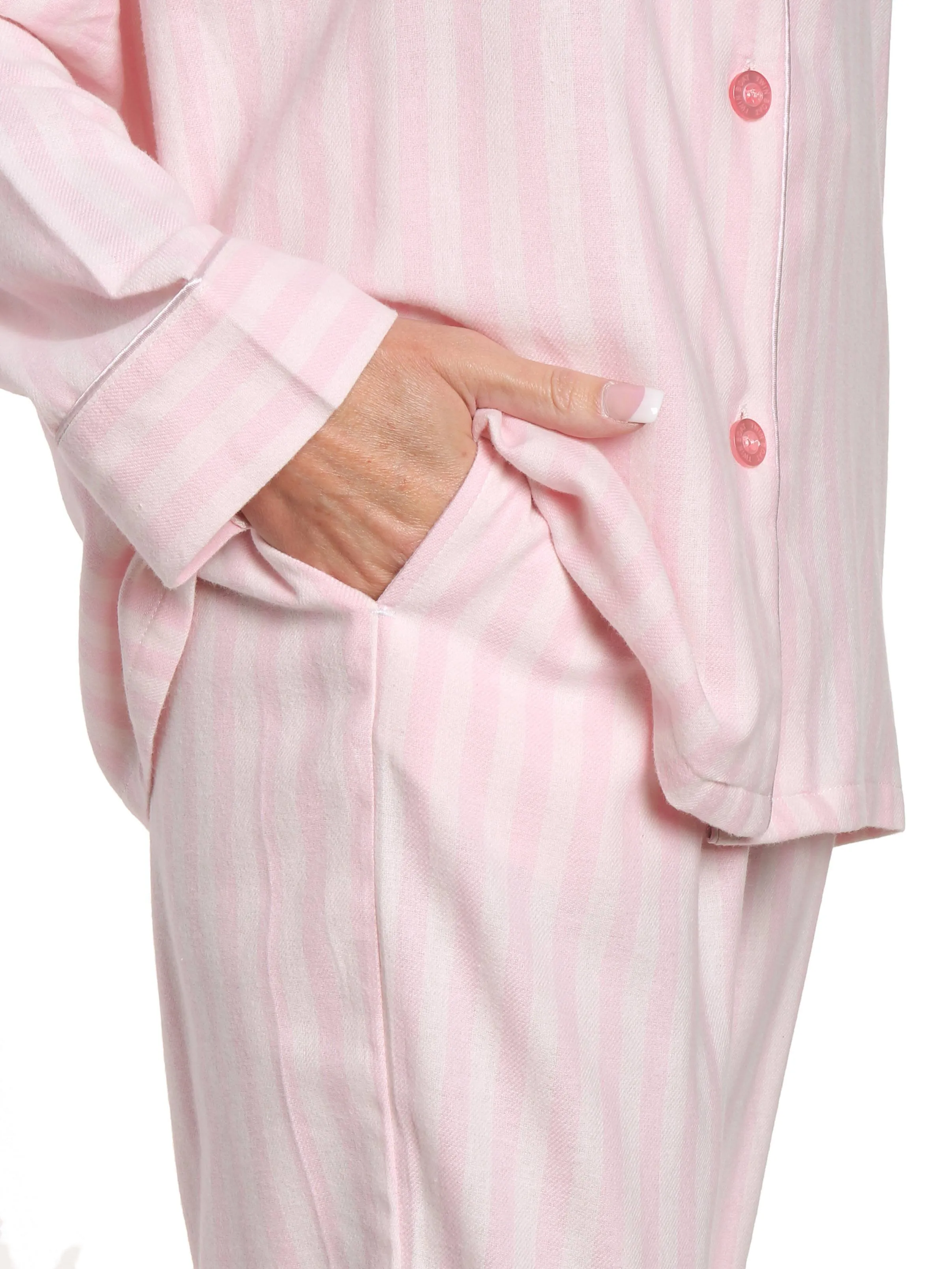 Womens 100% Cotton Lightweight Flannel Pajama Sleepwear Set