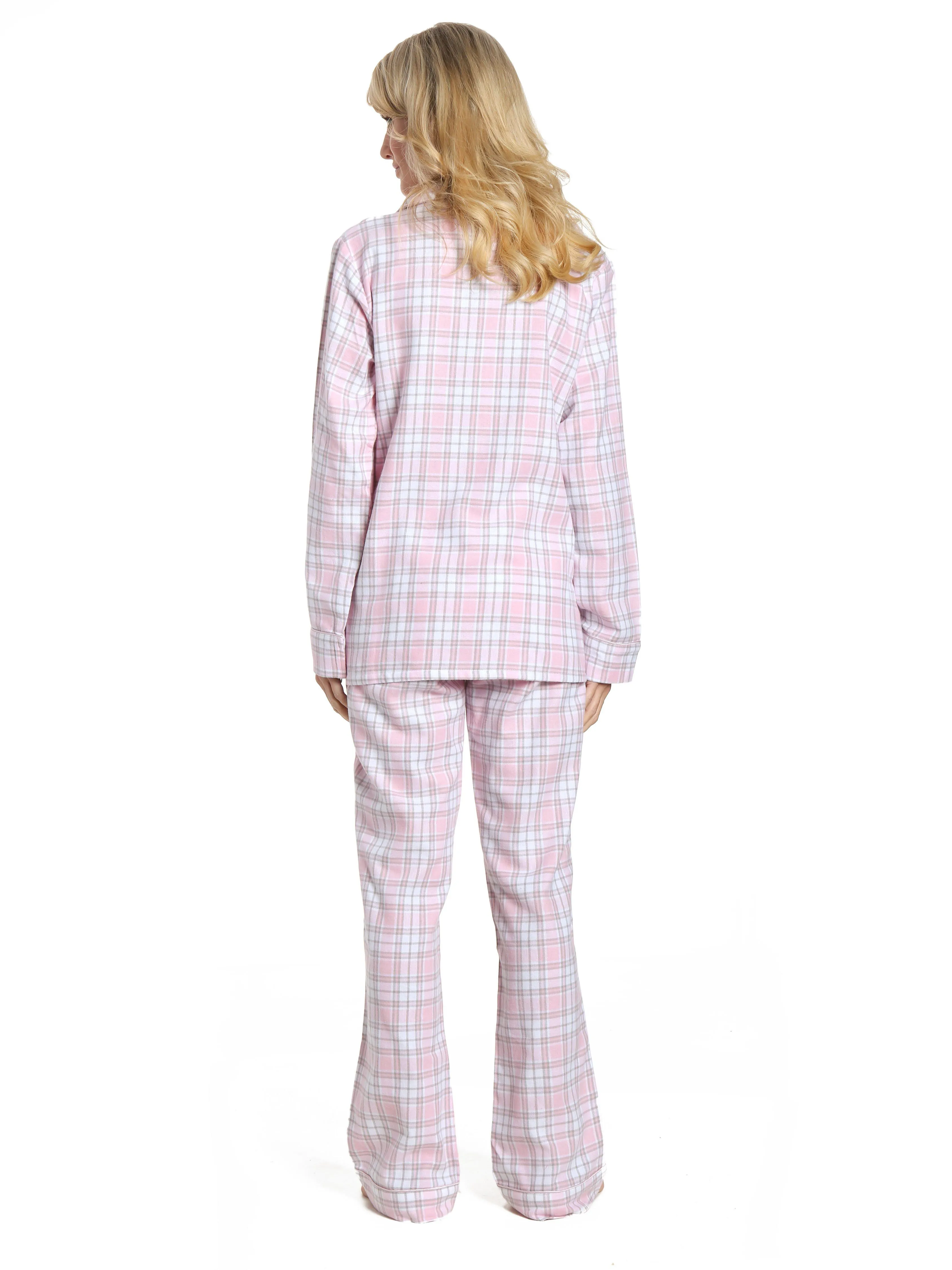 Womens 100% Cotton Lightweight Flannel Pajama Sleepwear Set