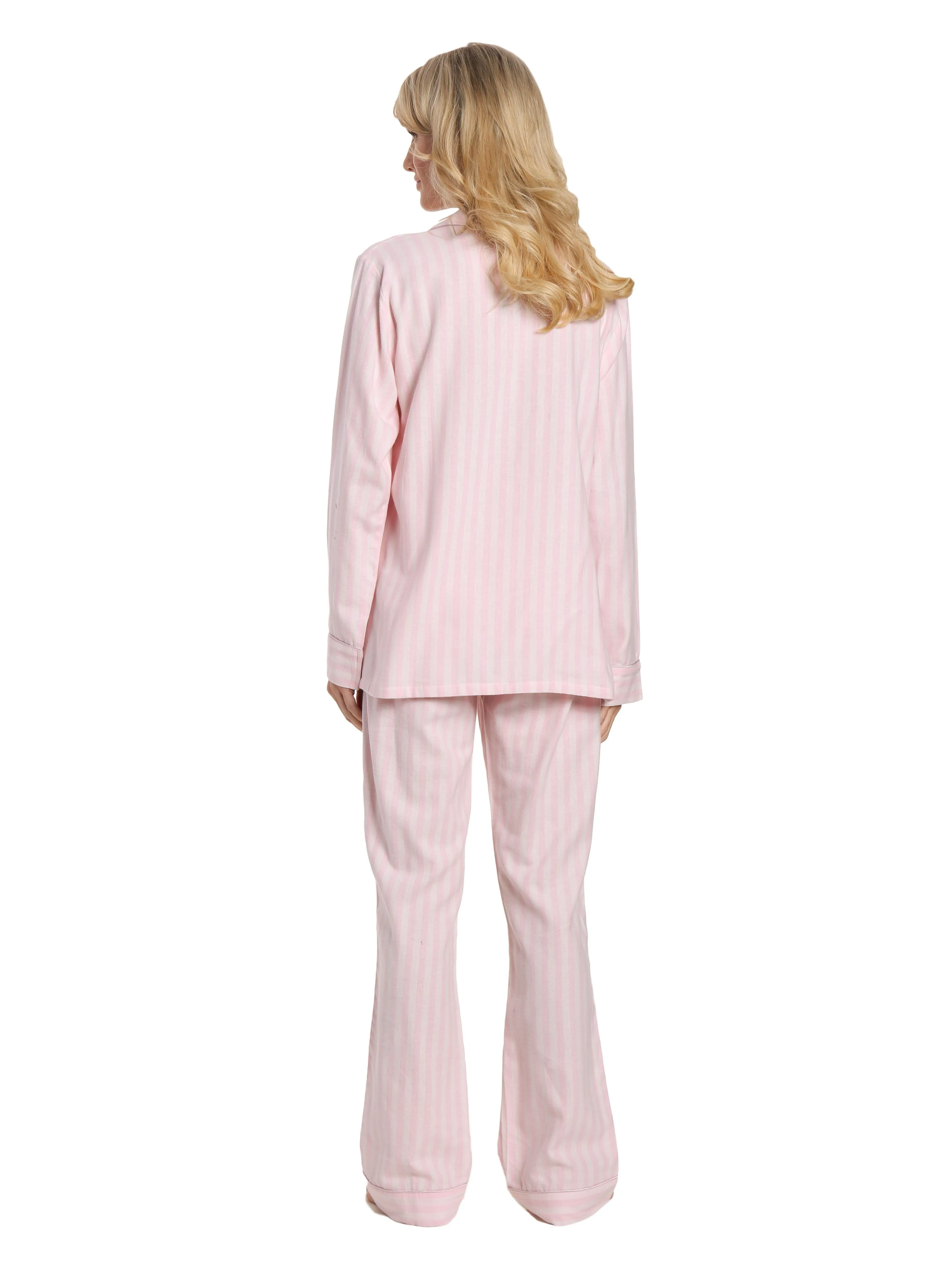 Womens 100% Cotton Lightweight Flannel Pajama Sleepwear Set