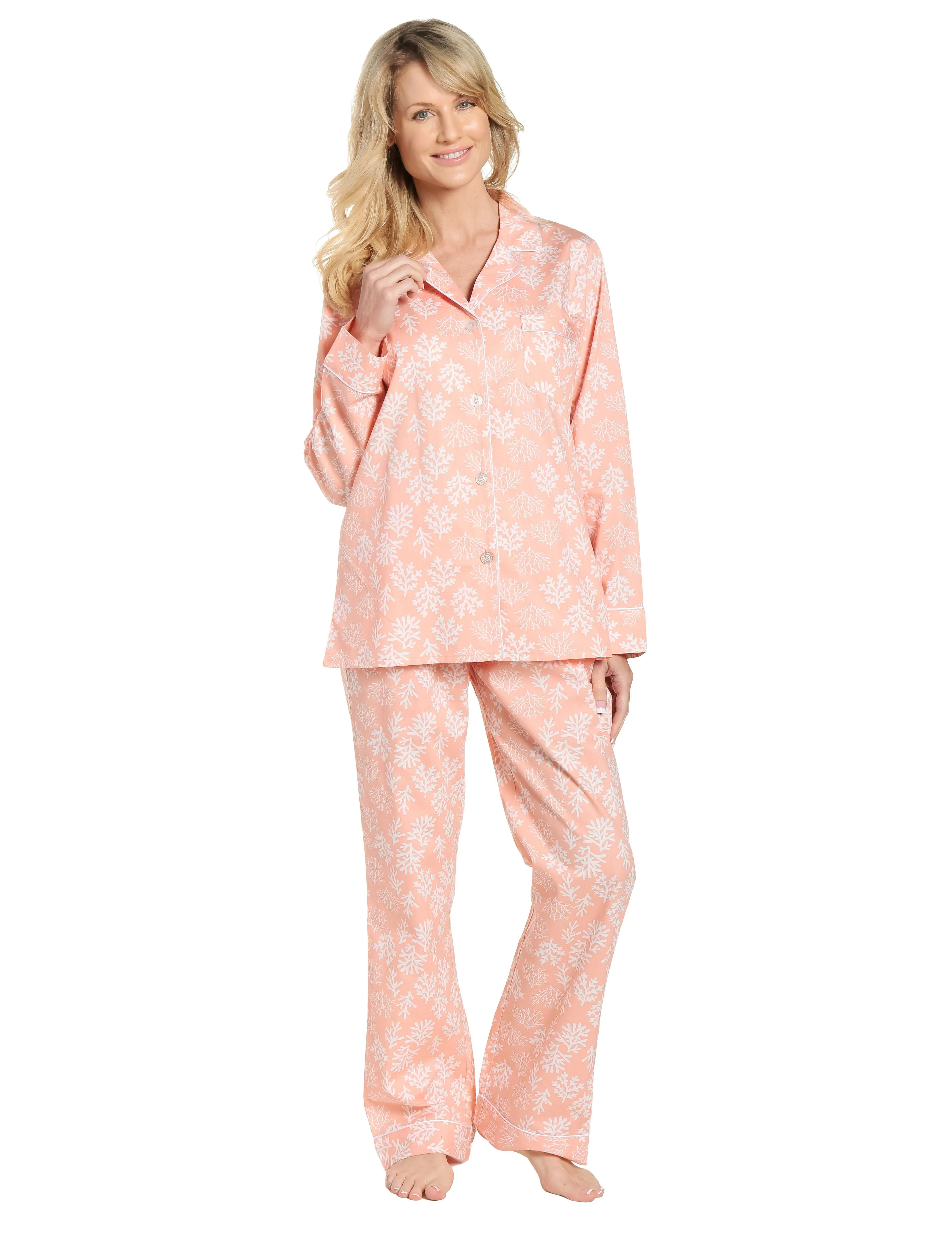 Womens 100% Cotton Poplin Pajama Set