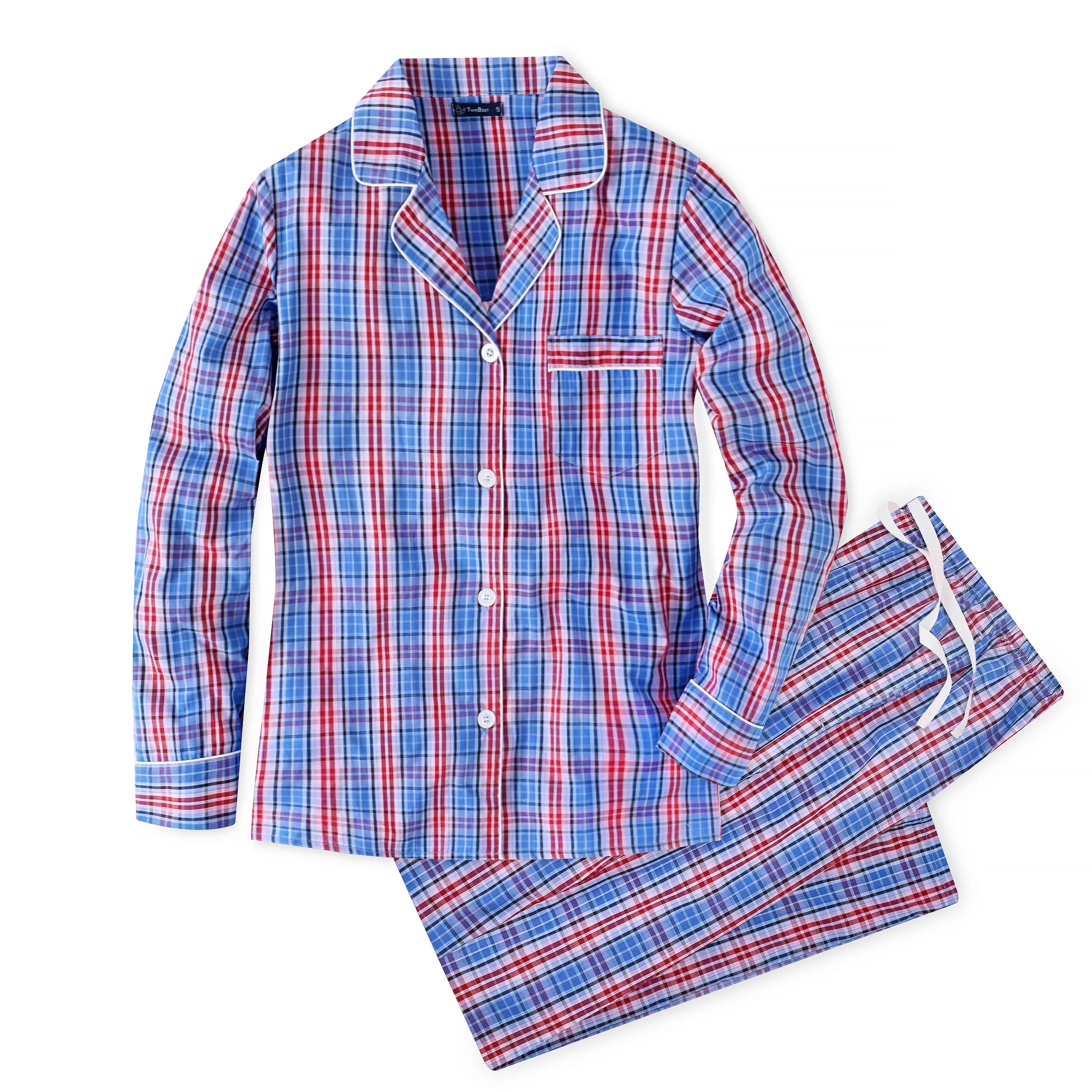 Womens 100% Cotton Poplin Pajama Set