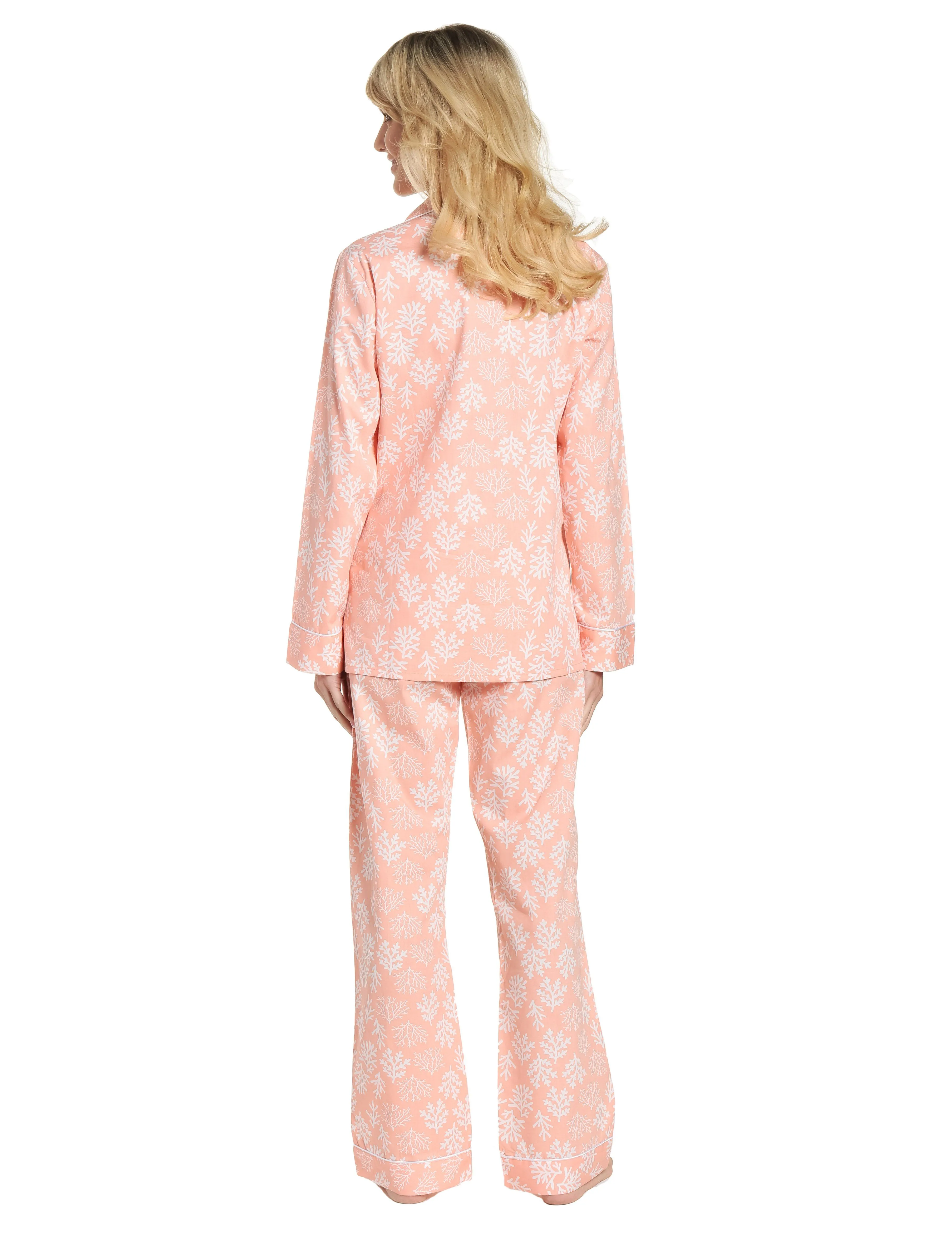 Womens 100% Cotton Poplin Pajama Set