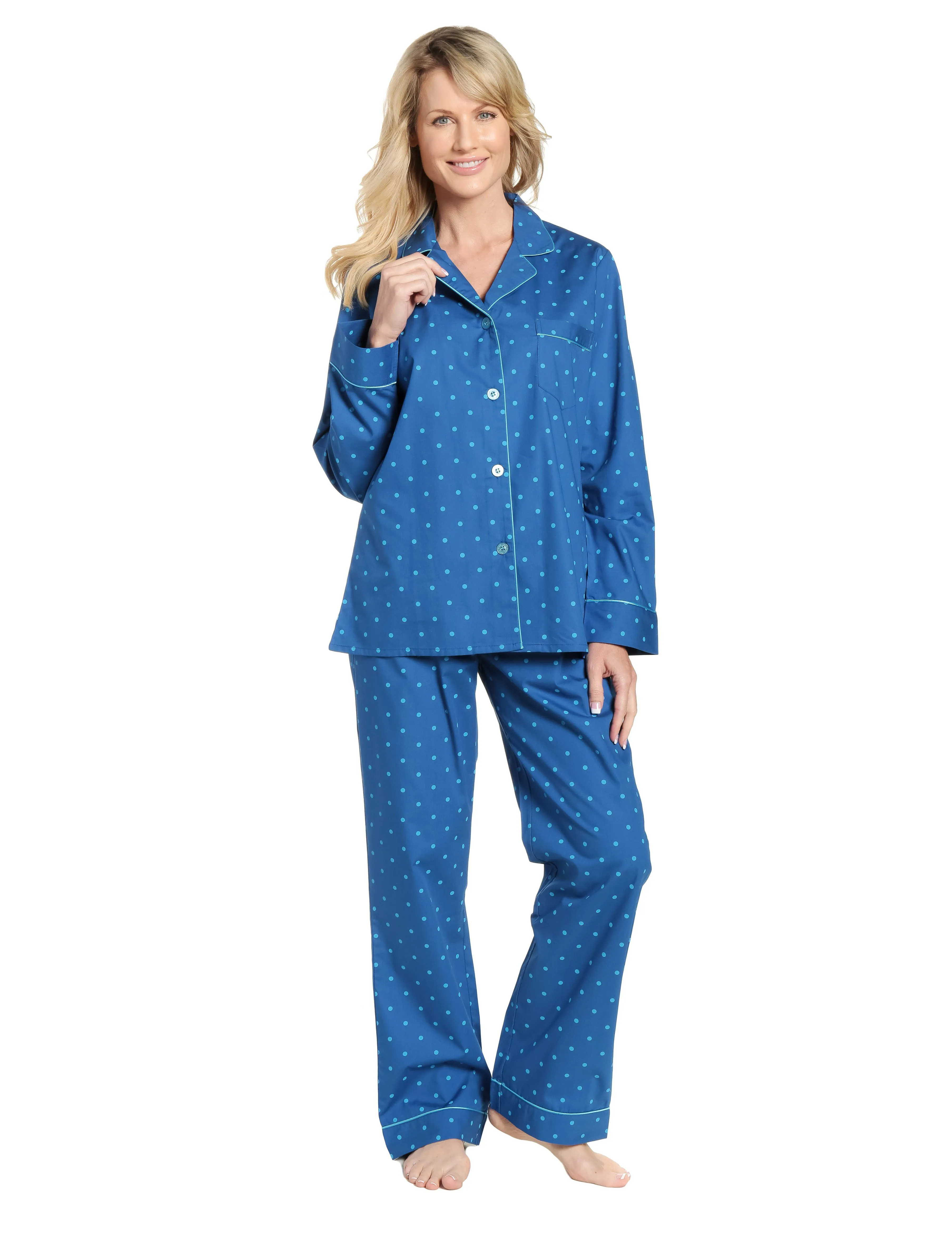 Womens 100% Cotton Poplin Pajama Set