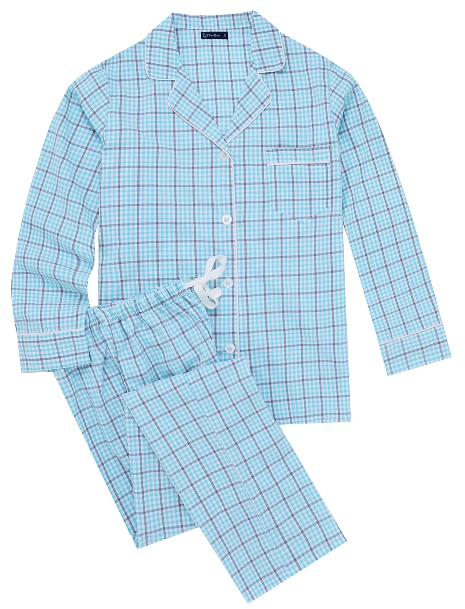 Womens 100% Cotton Poplin Pajama Set