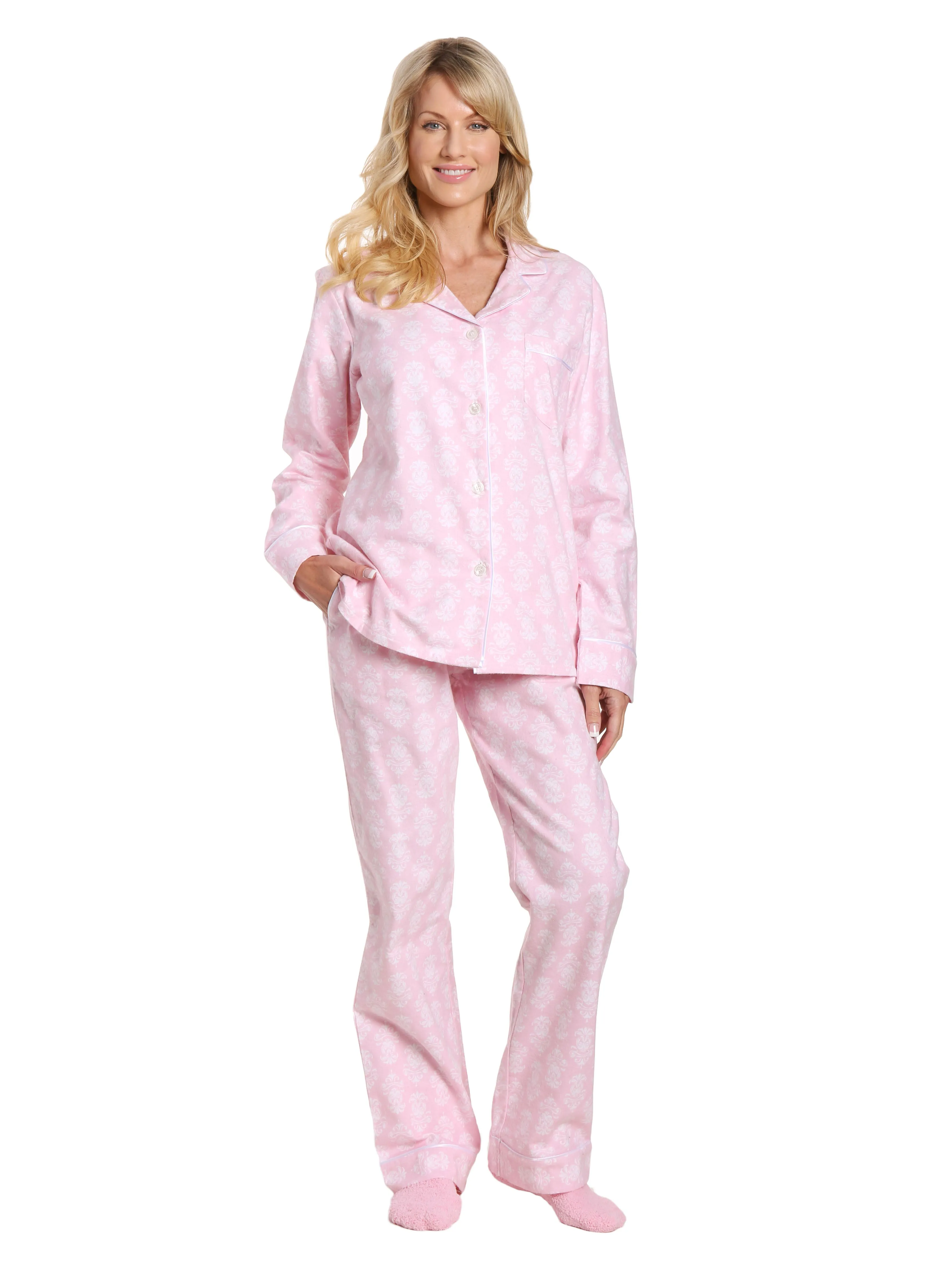 Womens Premium 100% Cotton Flannel Pajama Sleepwear Set