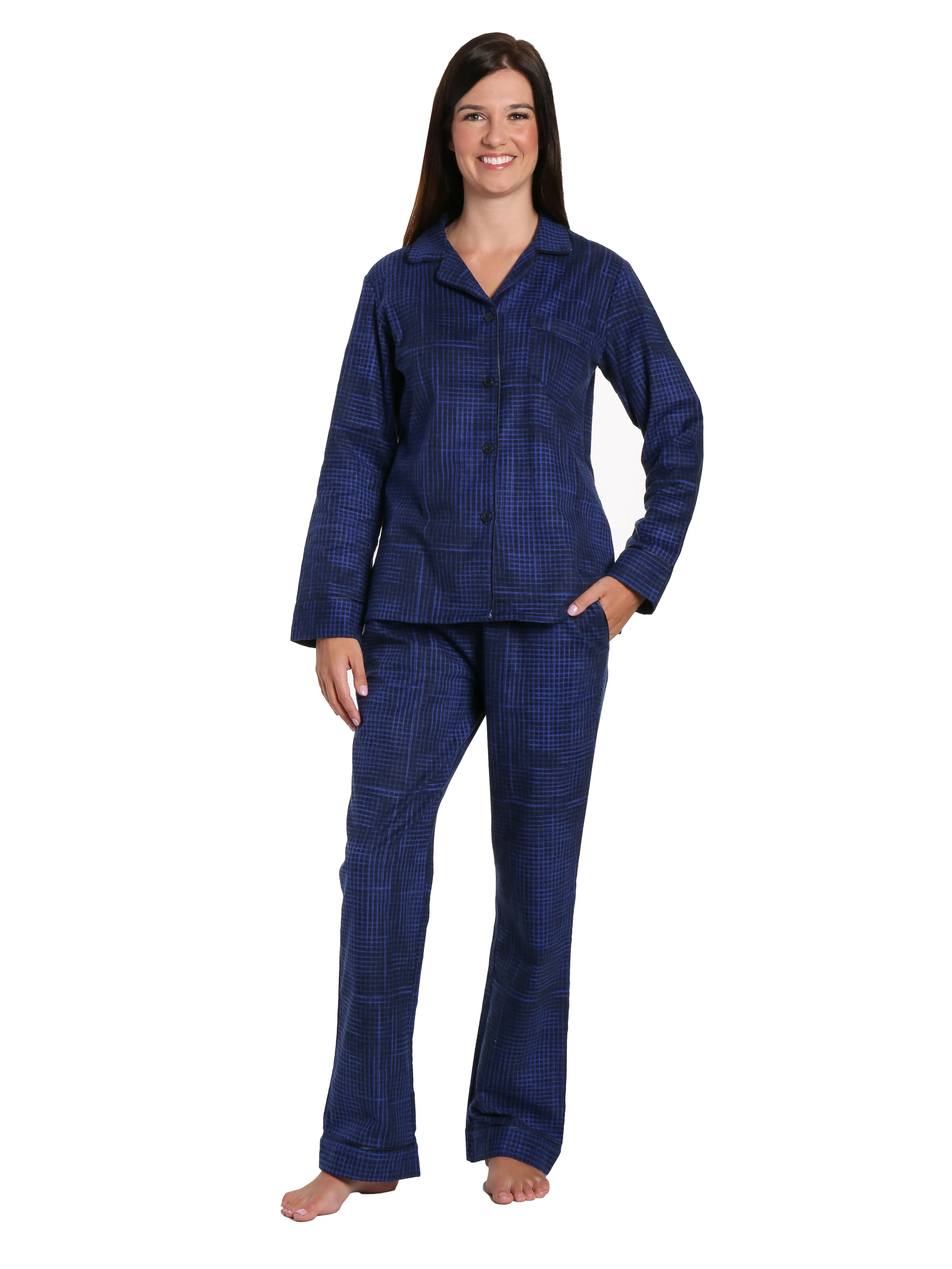 Womens Premium 100% Cotton Flannel Pajama Sleepwear Set