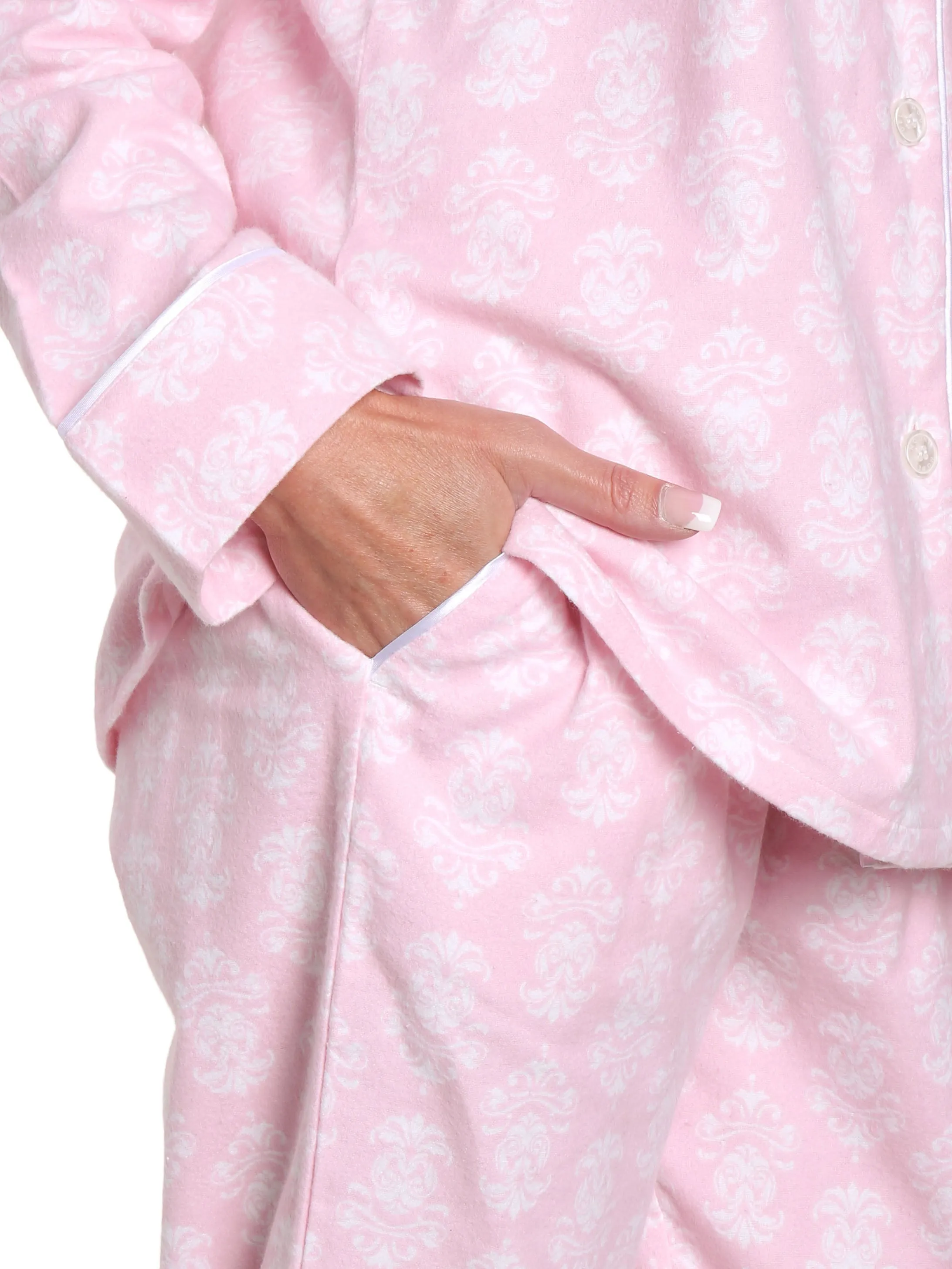 Womens Premium 100% Cotton Flannel Pajama Sleepwear Set