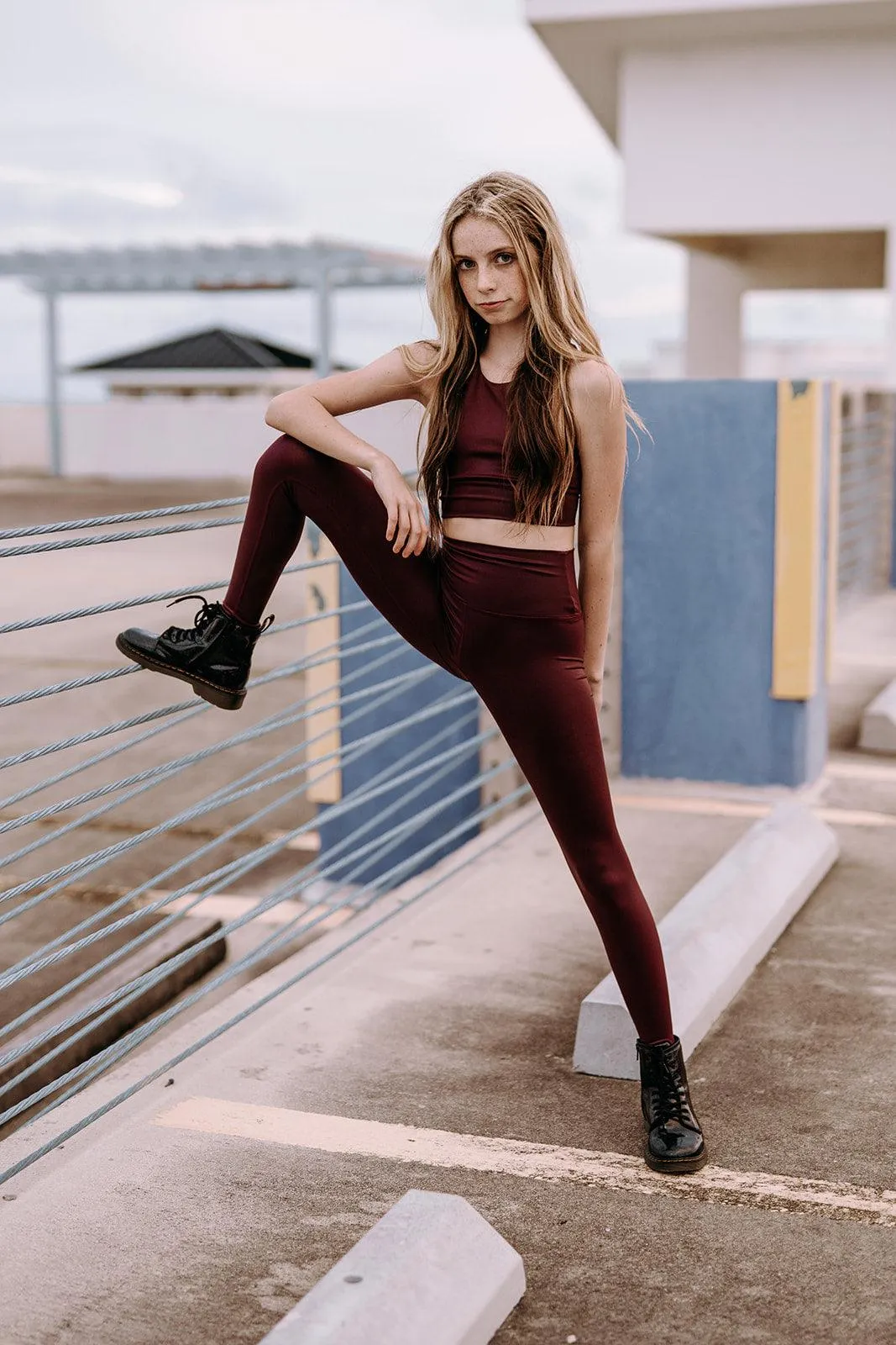 Youth Dark Burgundy Rizzo Leggings